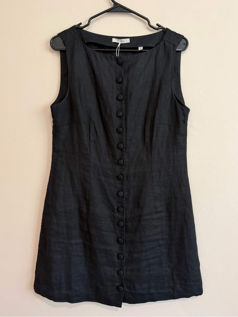 NWT Doen Hadlie Dress Black Linen Button-Front Sleeveless Mini Dress Size 8